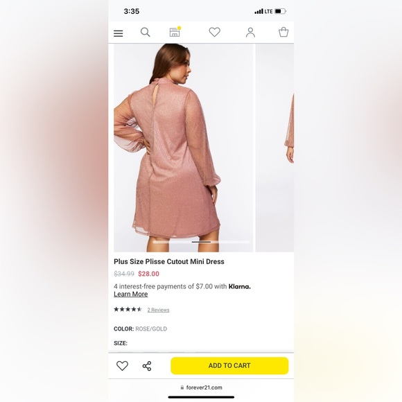 Forever 21 Plus Size Plisse Cutout Mini Dress Size 1X Rose Gold - Picture 6 of 11